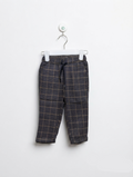 So Cute Boys Navy Blue & Orange Plaid Casual Trousers - Size Estimated Age 9-12M AB2