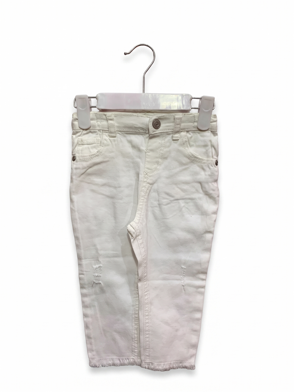 Primark Baby Girl White Raw Hem Denim Jeans Size: 9–12 Months (80cm) AB1