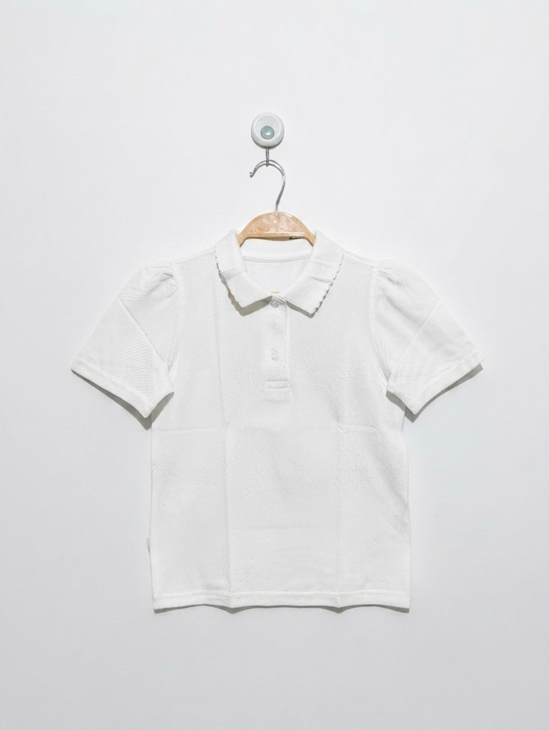 George Girls Classic White Collared Polo Shirt - Size 6-7 Years (Estimated Age 6-7 Years) AB2