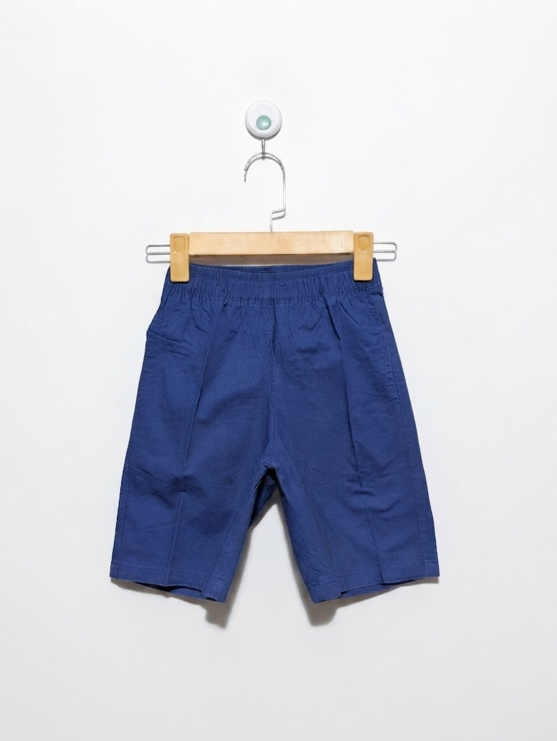 NISHIMATSUYA Boys Solid Blue Casual Comfort Shorts - Size 130, Estimated Age 7-8 Years AB2