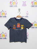 Tough Team Boys Navy Blue Striped "Friends 4 Ever" Graphic Tee - Size 122 Estimated Age 7 Years AB2
