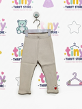 Mollimelli Girls Off-White Ribbed Leggings - Size Estimated Age 12 to 18 Months AB2