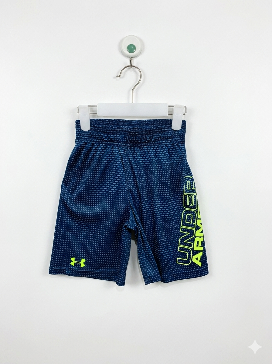 Under Armour Boys' Navy & Neon Printed Athletic Shorts - Size 6 AB1