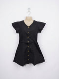 Eve Girl Girls Black Button-Front Flare Dress - Size 10 Estimated Age 9-10 Years AB2