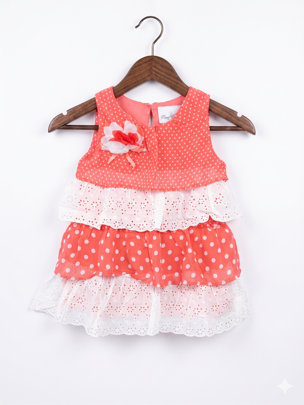 Rare Editions Toddler Girls Polka Dot & Eyelet Tiered Party Dress - Size 4 AB1