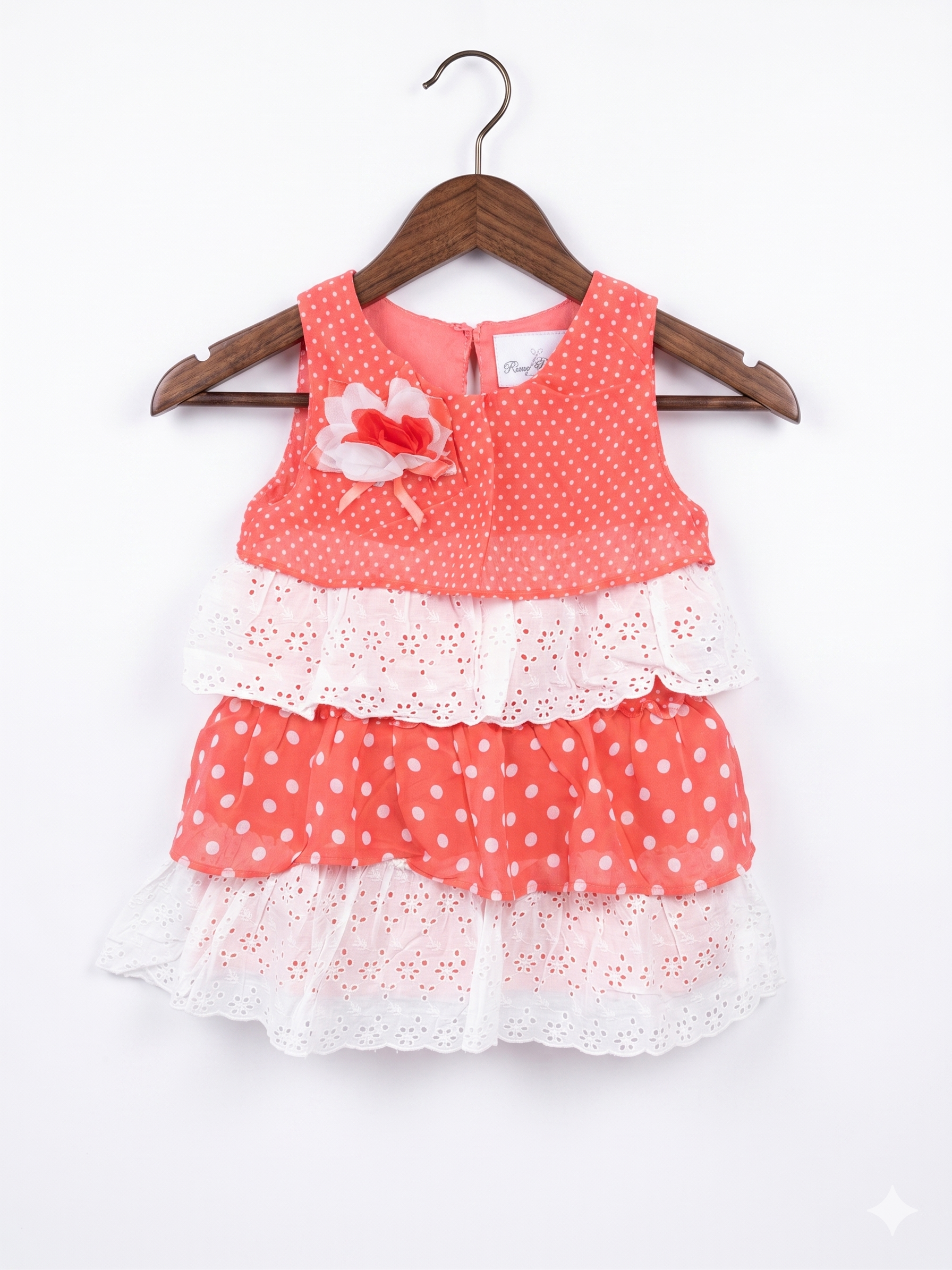 Rare Editions Toddler Girls Polka Dot & Eyelet Tiered Party Dress - Size 4 AB1