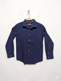 Cat & Jack Boys Navy Blue Polka Dot Long-Sleeve Button-Down Shirt - Size L 12/14 Years (Estimated Age 12-14) AB1