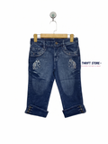 Huang Rong Girls Embroidered Horse Denim Capri Jeans - Size 12 AB1