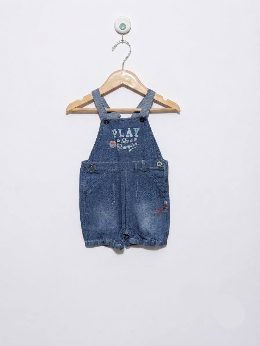 Absorba Boys Denim Blue "Play Like a Champion" Overalls - Size Estimated Age 6 Months AB2