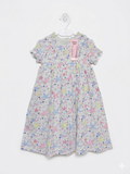 Little Kids Girls Grey "Starfish & Bubbles" Smocked Jersey Dress - Size Estimated Age 7–8 Years AB1