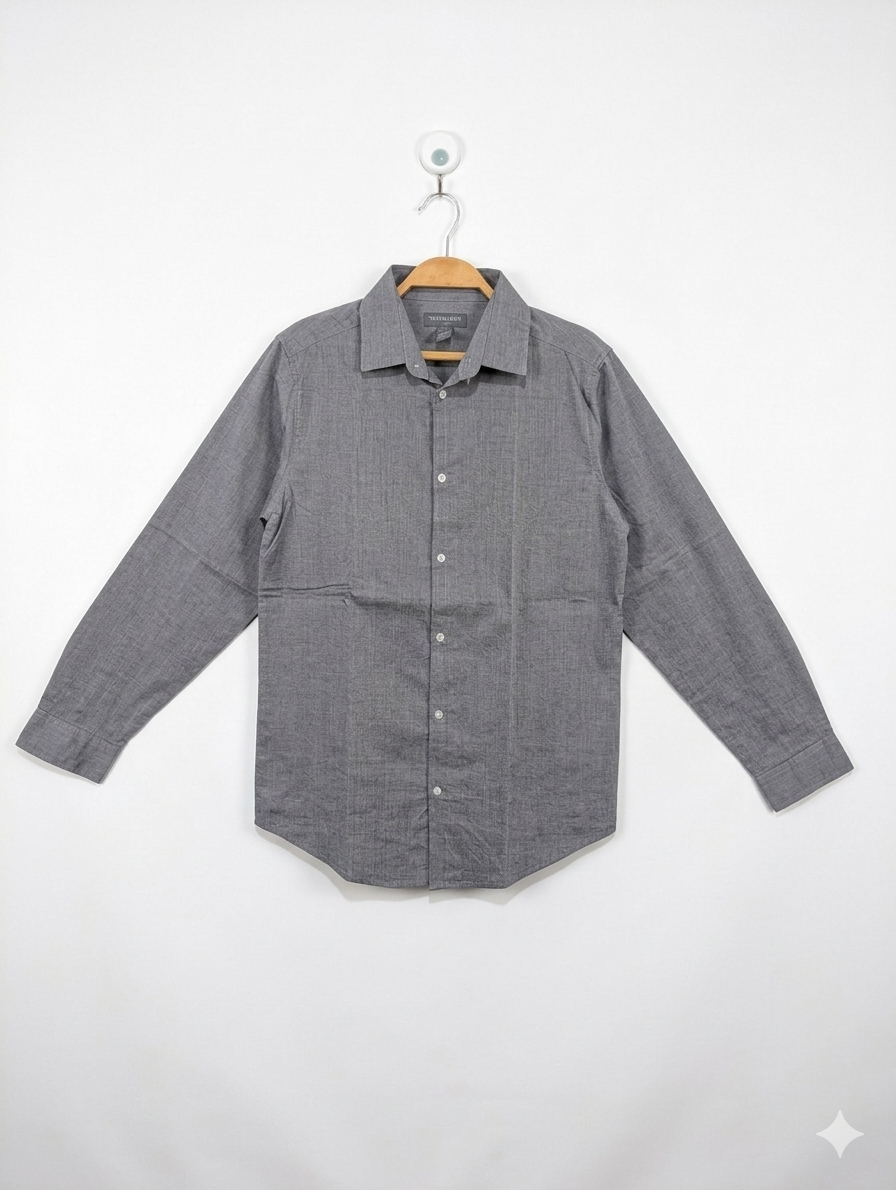 Van Heusen Boys Grey Solid Long Sleeve Button-Down Shirt - Size L (14-16) AB1