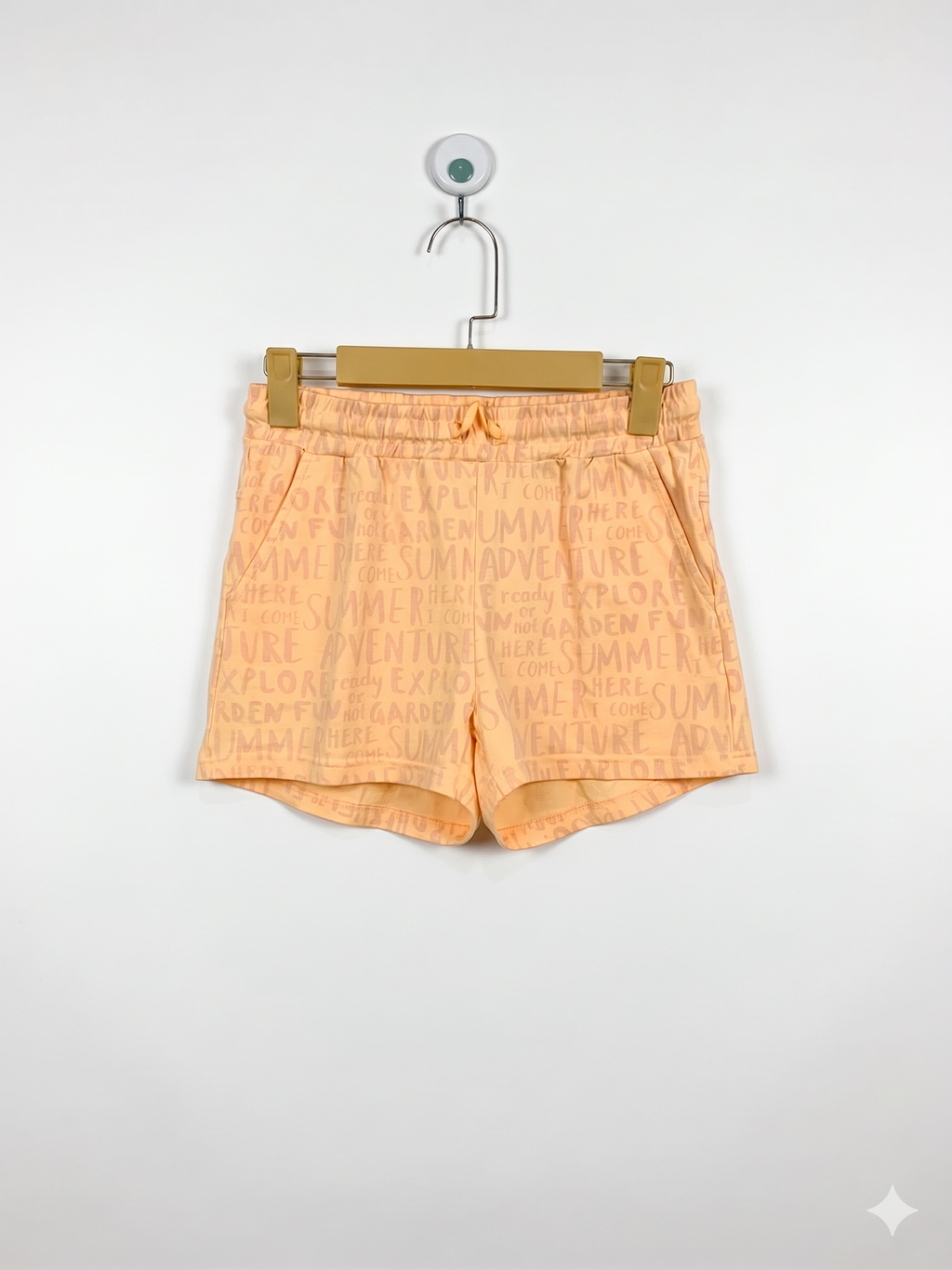 Coccodrillo Girls Pastel Orange "Summer Adventure" Knit Shorts - Size 128 CM Estimated Age 7-8 Years AB1