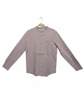 Zara Boys Pink & White Gingham Micro-Check Long Sleeve Mandarin Collar Shirt - Size Estimated Age 13-14 Years AB1