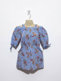 Jenna & Jessie Girls Blue Striped Floral Off-Shoulder Jumpsuit - Size 8 (Estimated Age 8 Years) AB2