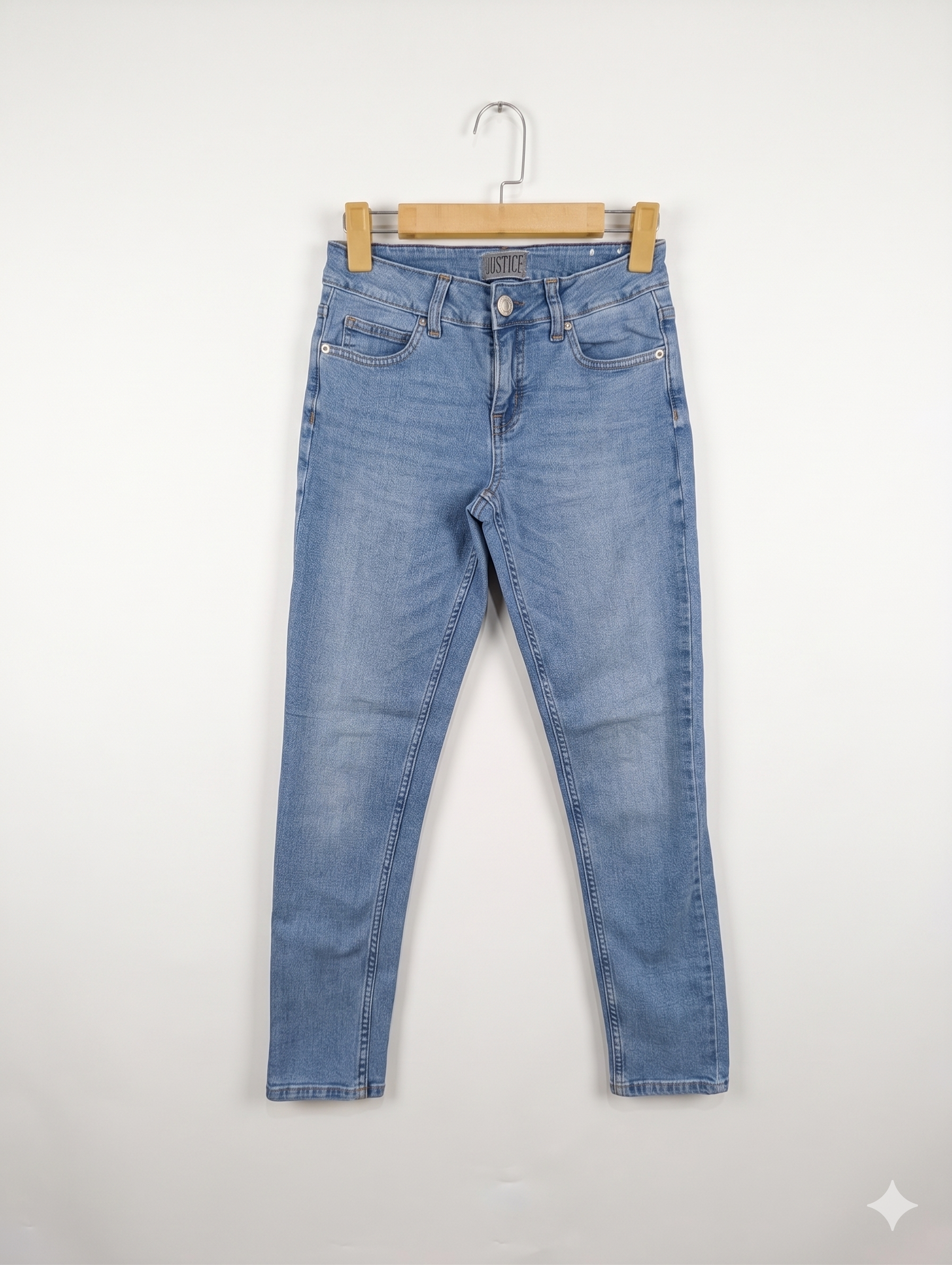 Justice Girls Light Wash "Super Skinny" Mid Rise Denim Jeans - Size 14 (Estimated Age 12-14 Years) AB1
