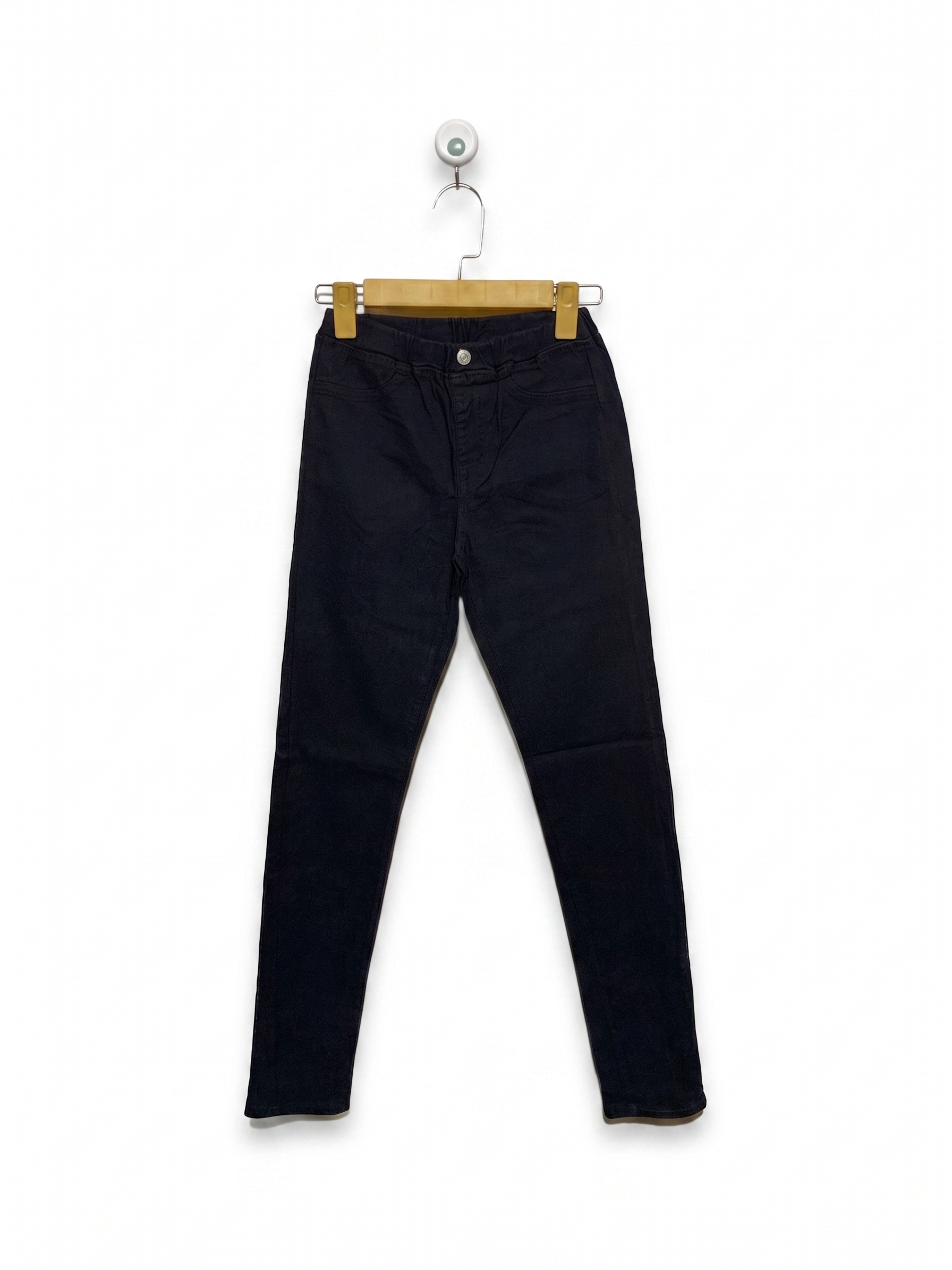 GU Japan Kids Solid Black Ultra-Stretch Skinny Leggings Pants - Size 150 Estimated Age 11-12 Years AB1