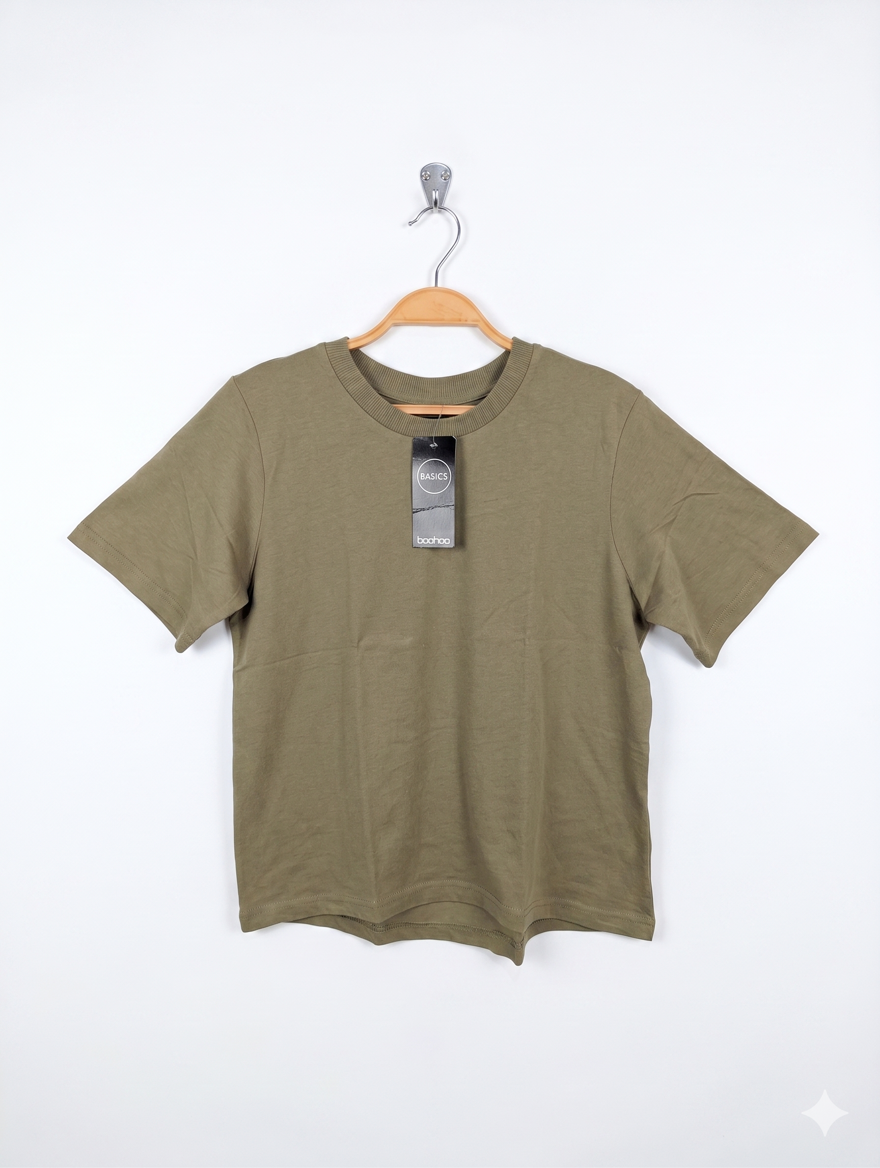 Boohoo BASICS Boys Khaki Brown Boxy Crew Neck T-Shirt - Size 14 (Estimated Age 14 Years) AB1