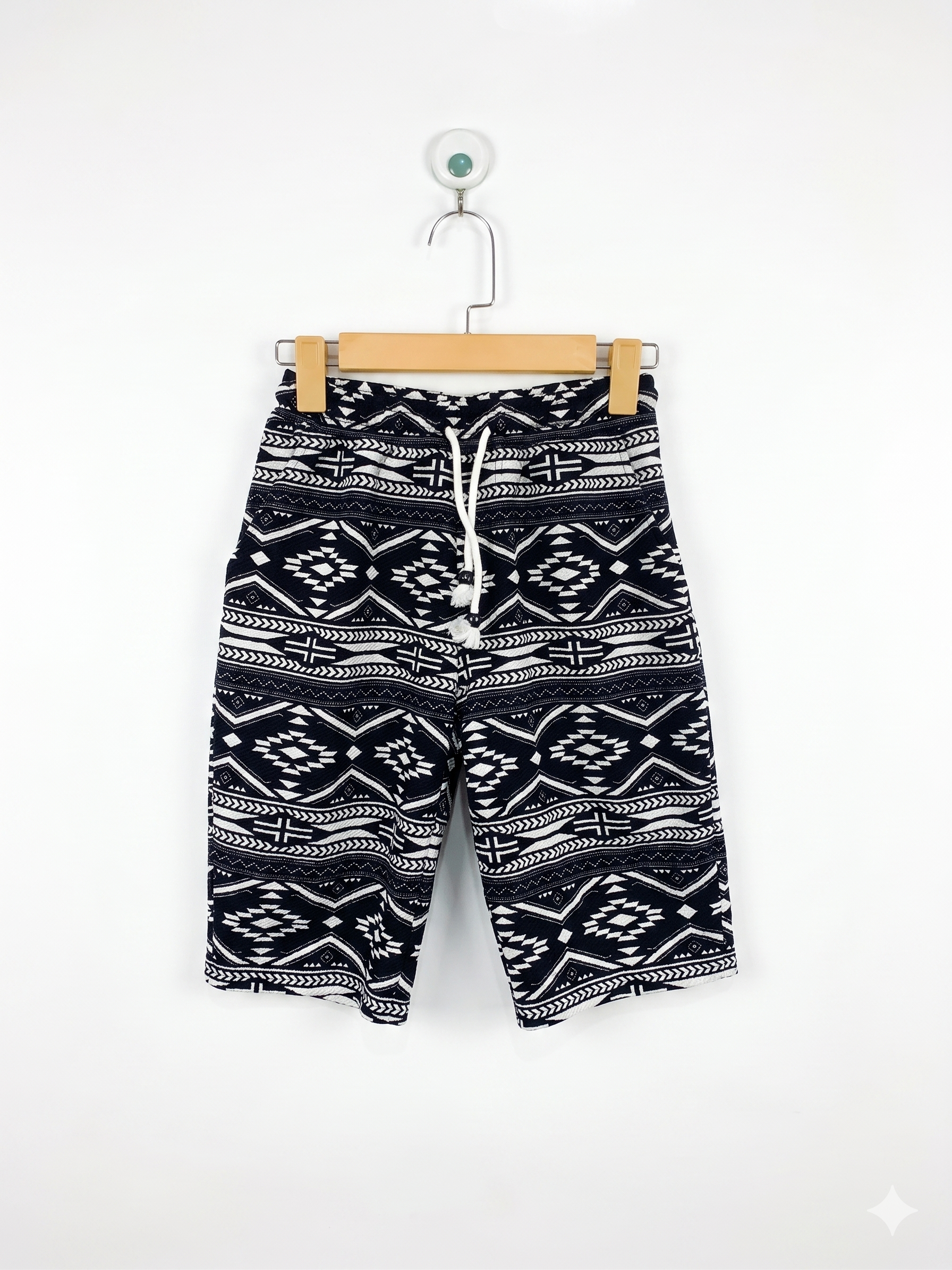 Unbranded Japanese Import Kids Aztec Geometric Print Drawstring Shorts - Size Estimated Age 11-13 Years AB1