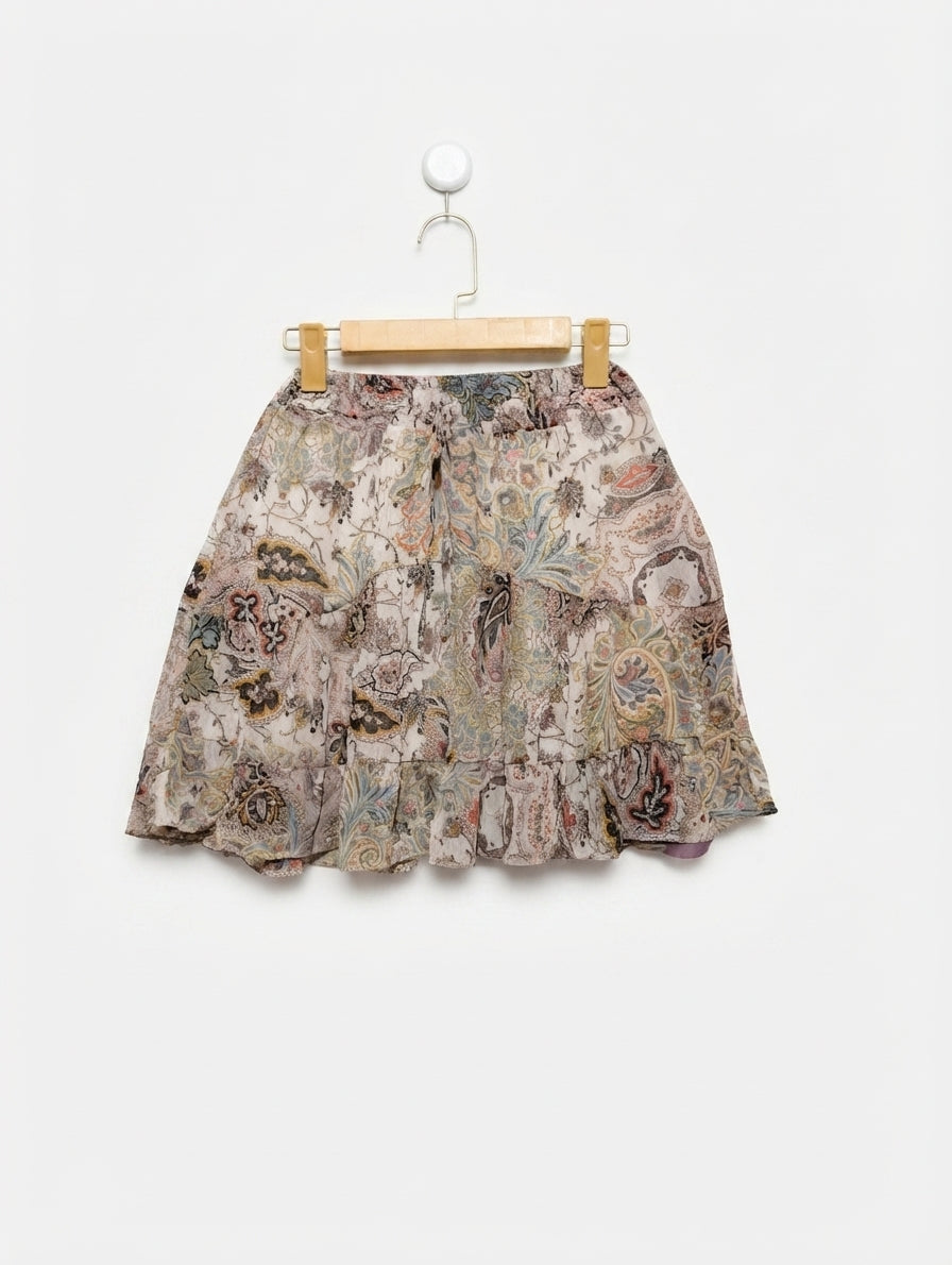 NAF NAF Girls Multi-Color Boho Paisley Tiered Skirt - Size M Estimated Age 10-12 Years AB2