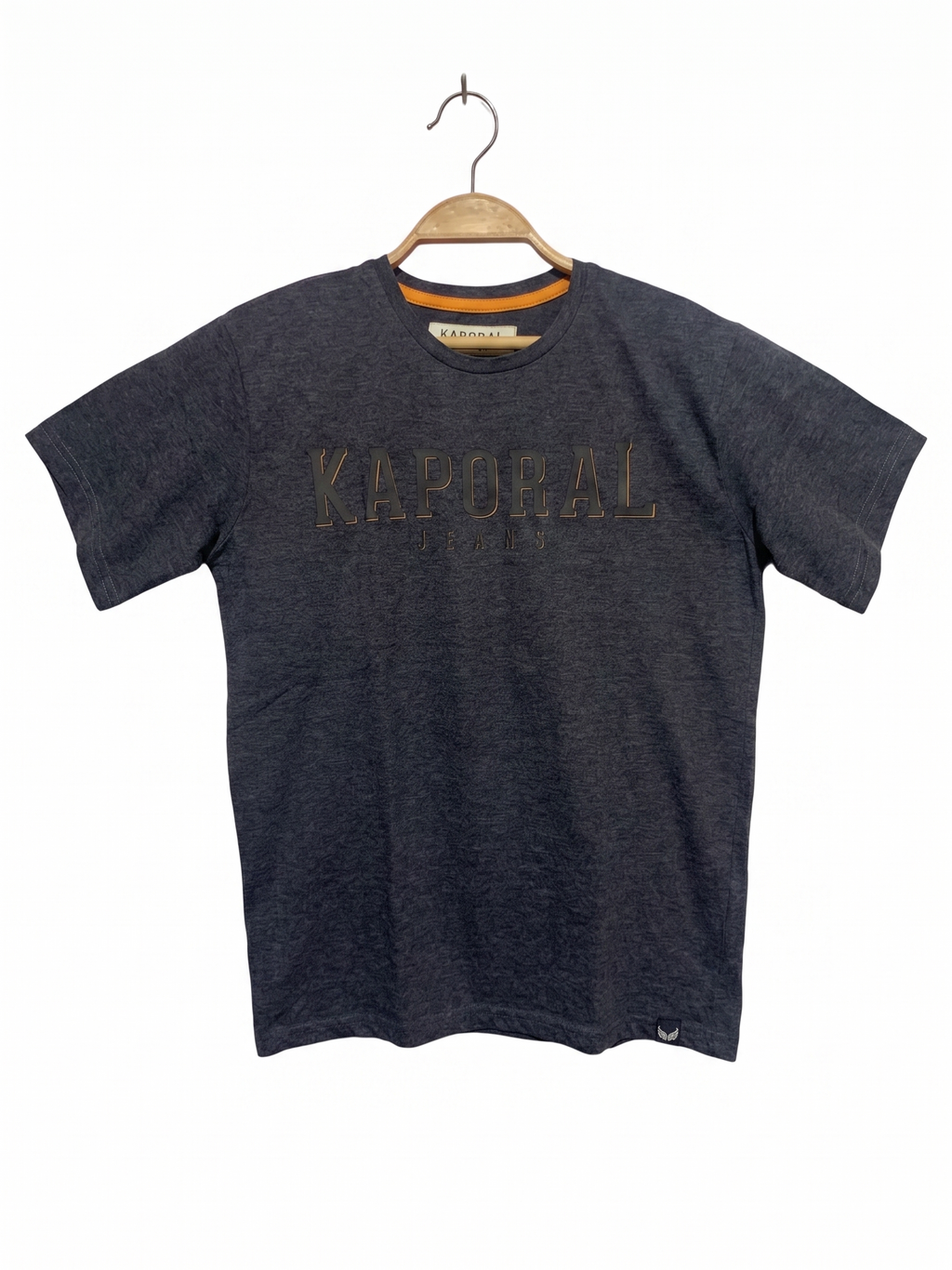 Kaporal Jeans Boys Charcoal Heather Embossed Logo Tee - Size Estimated Age 12Y AB1