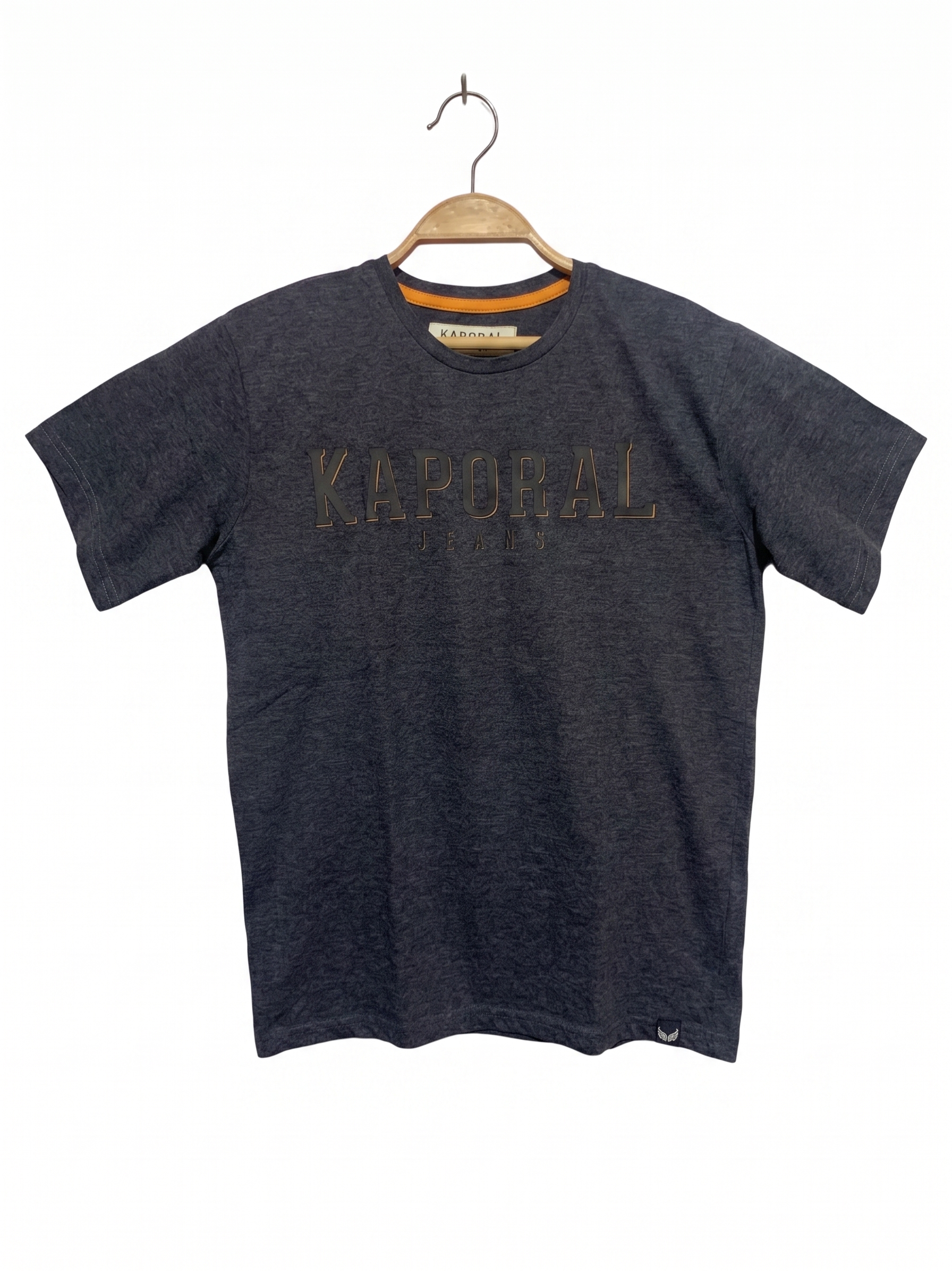 Kaporal Jeans Boys Charcoal Heather Embossed Logo Tee - Size Estimated Age 12Y AB1