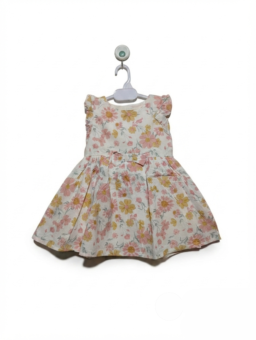 Carters Girls Off-White & Pink Floral Sleeveless Dress - Size Estimated Age 2 Years AB2