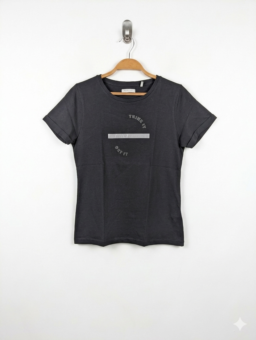 Melting Stockholm Girls Black "Think It Get It" Graphic Tee - Size XS Estimated Age 15 Years AB1