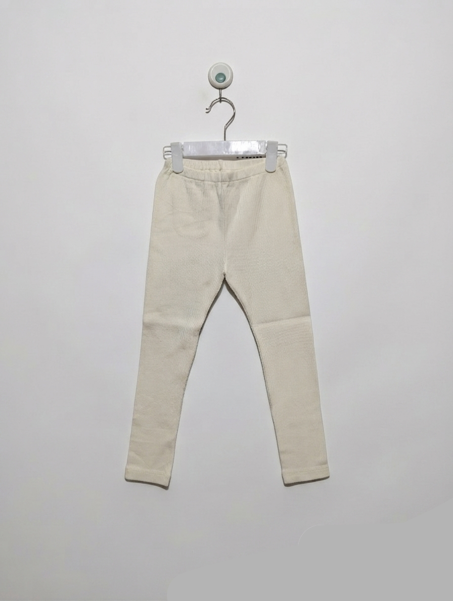 UNIQLO Baby Girls/Boys Off-White Ribbed Leggings - Size 110 Estimated Age 4-5 Years AB2
