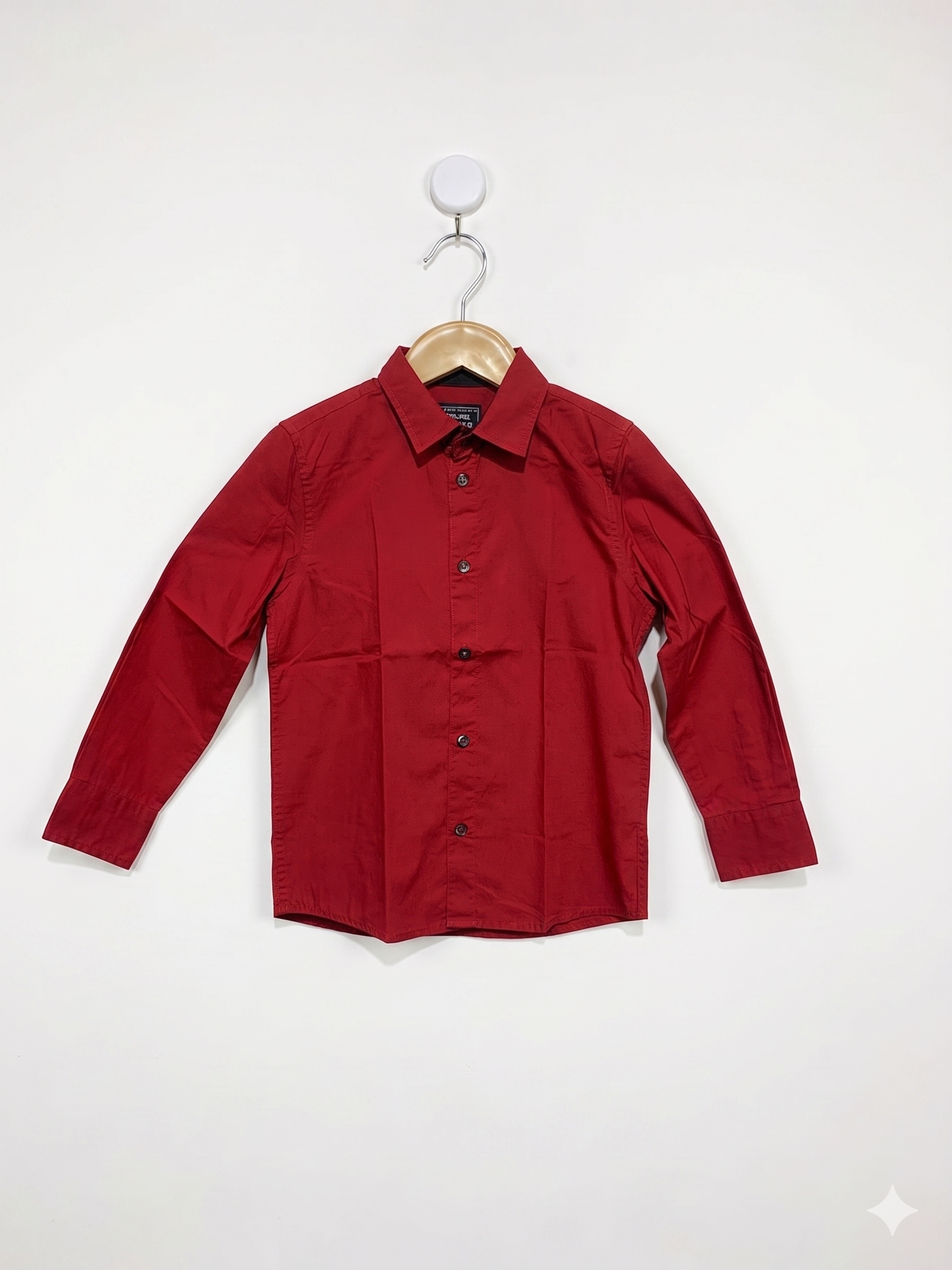 C&A Smart Boy Crimson Red Long-Sleeve Button-Down Shirt - Size Estimated Age 6 Years AB1