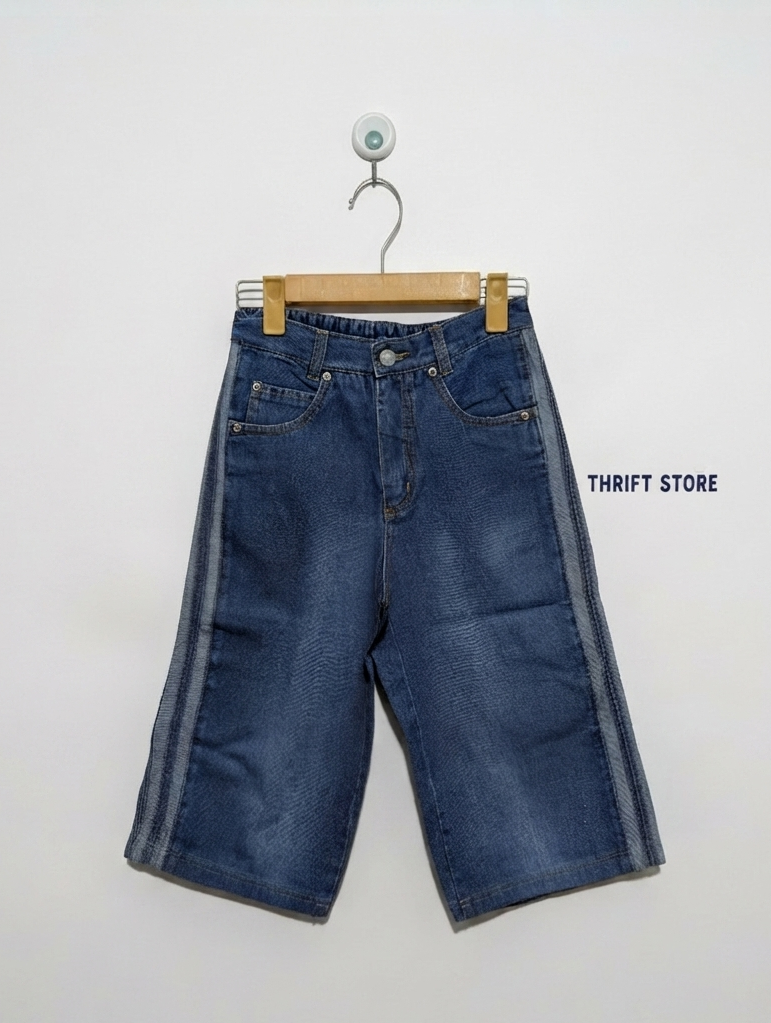Boys Medium Wash Denim Short 3 Quarter Casual Jeans - Size 140 (Estimated Age 9-10 Years) AB2