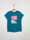 Cat & Jack Girls Teal Blue "Find Your Wave" Surfboard Graphic Tee - Size XL (14) Estimated Age 13-14 Years AB1