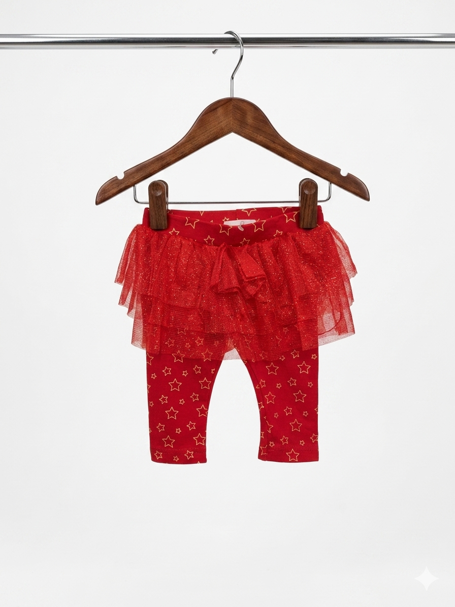Coccodrillo Baby Girls Red Star Print Leggings with Glitter Tutu Skirt 0-3M AB1