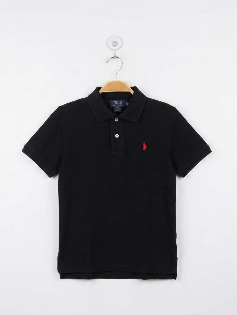 Polo Ralph Lauren Boys Black Classic Logo Polo Shirt - Size 7, Estimated Age 7 Years AB2