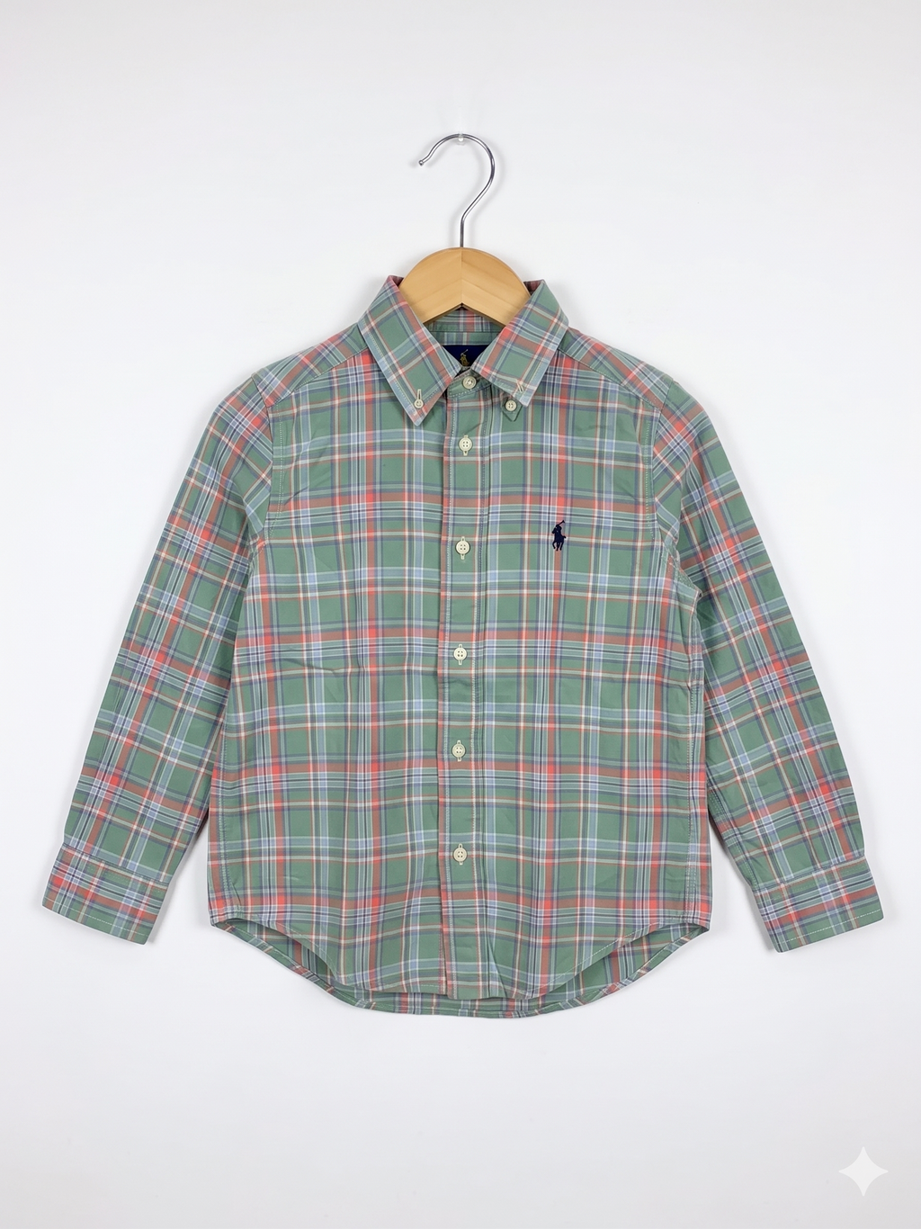 Ralph Lauren Kids Classic Plaid Long Sleeve Cotton Button-Down Shirt - Size 5 AB1