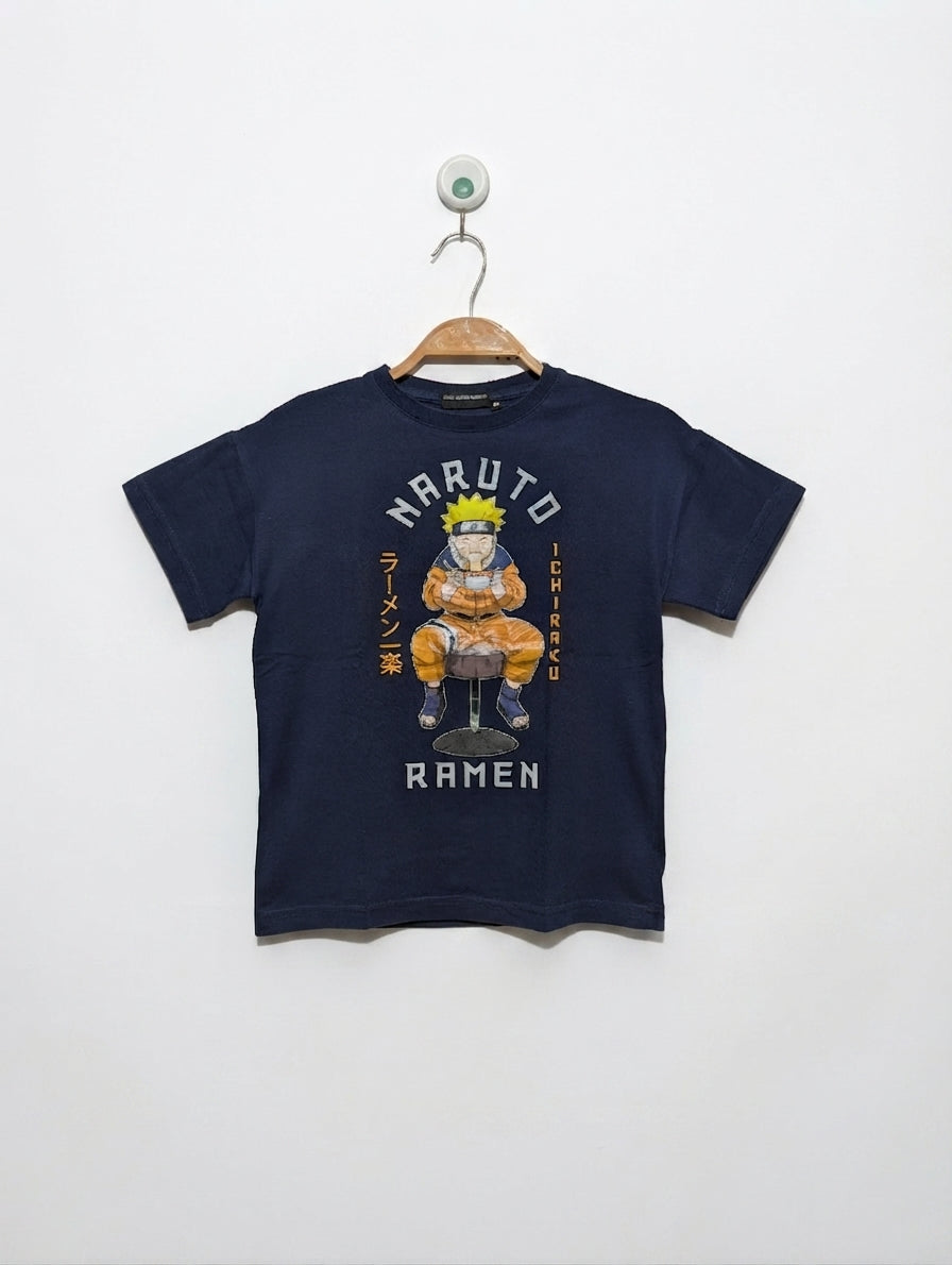Naruto Boys Navy Blue "Naruto Ichiraku Ramen" Graphic Tee - Size Estimated Age 8 Years AB2