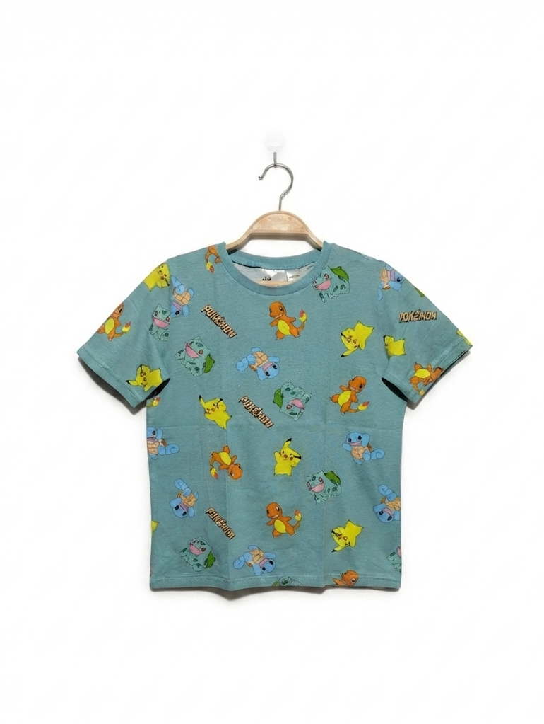 H&M Boys Blue "Pokémon" Graphic T-Shirt - Size Estimated Age 8-10 Years AB2