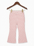 Essential MooMooz Girls' Pink Gingham Flare Pants - Size 6-7 Years AB1