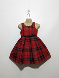 Cat & Jack Girls Red Plaid Tartan Party Dress - Size S Estimated Age 6-7 Years AB2