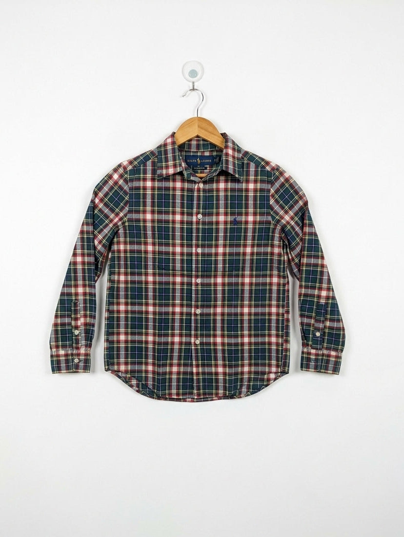 Ralph Lauren Boys Multi-Color Plaid Button-Down Shirt - Size Medium (10-12) Estimated Age 10-12 Years AB2