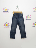 H&M Girls Dark Wash Denim Jeans with Heart Embroidery - Size 116 Estimated Age 5-6 Years AB2