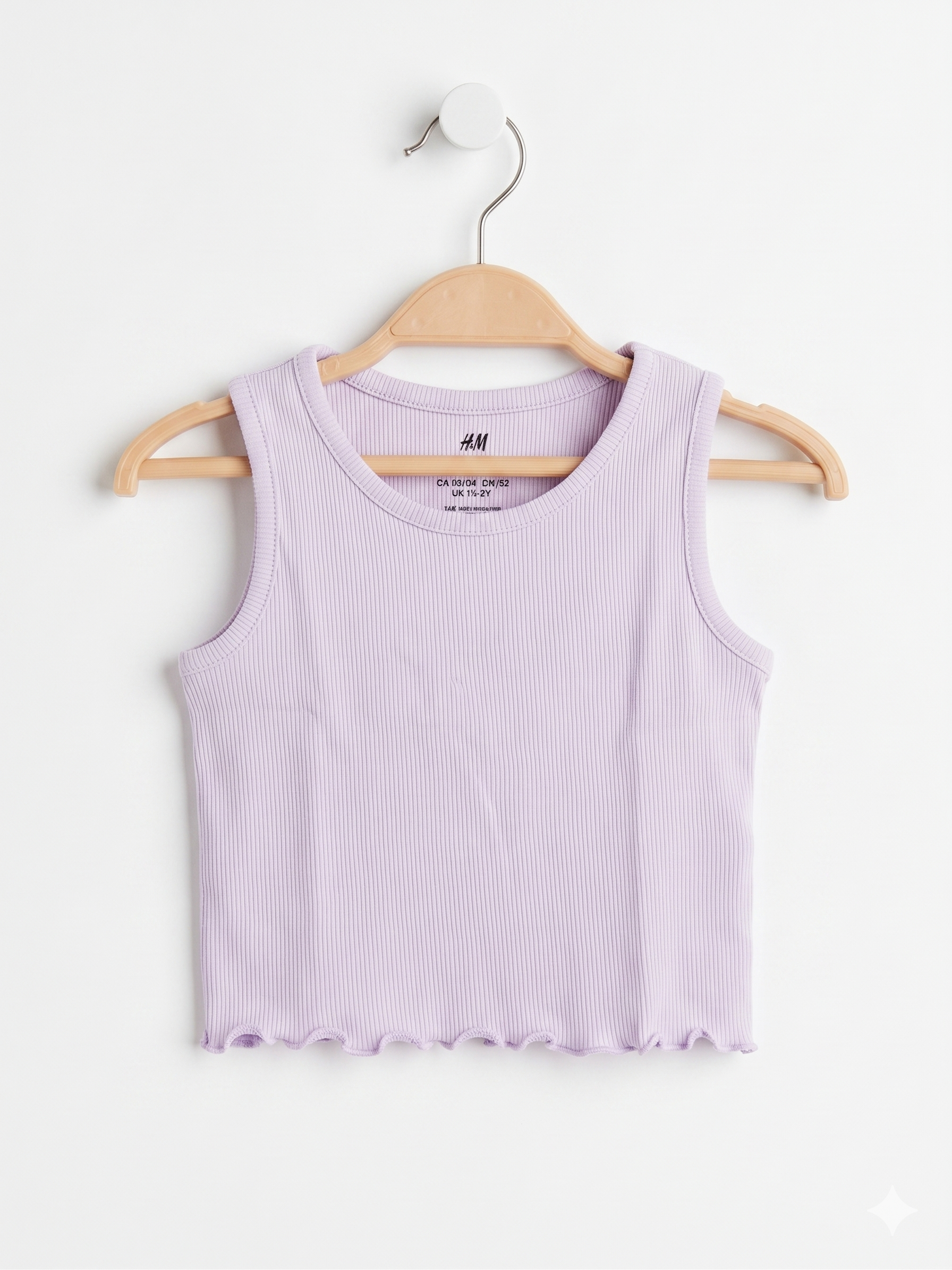 H&M Baby/Toddler Lilac Ribbed Crop Top (EUR 92, US 2T, 18-24 Months) - Pre-owned AB1