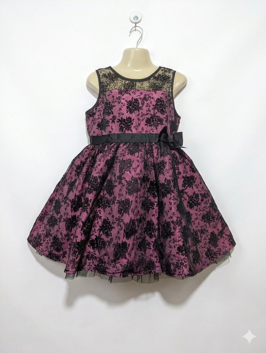 Harajuku Mini for Target Girls Fuchsia & Black Floral Lace Party Dress - Size XL Estimated Age 14-16 Years AB1