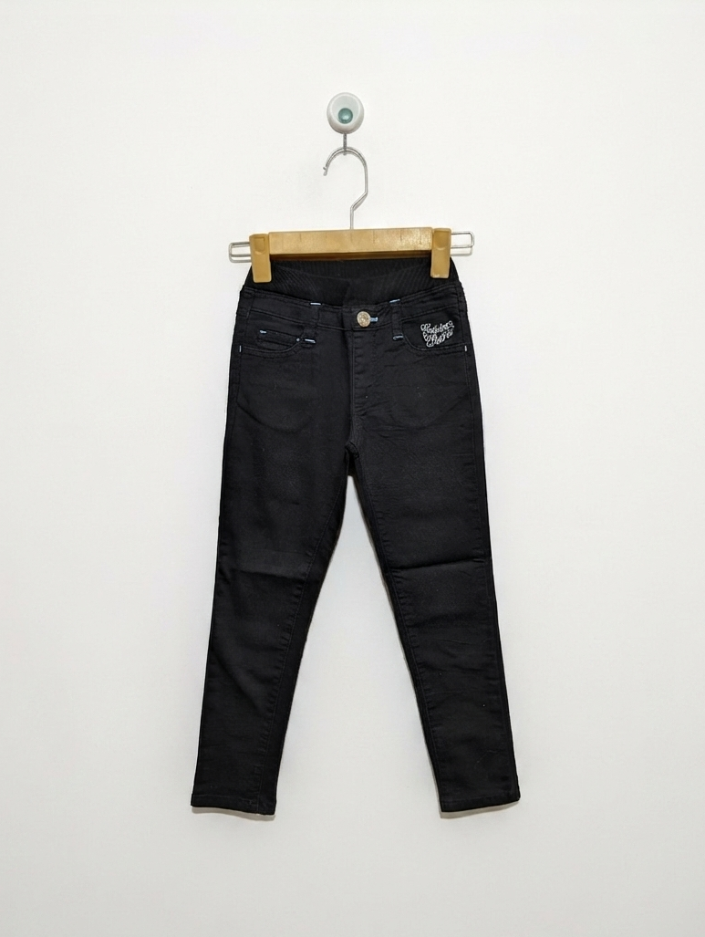 Girls Black "Cute Charm" Slim-Fit Stretch Pants - Size 120 CM Estimated Age 6-7 Years AB2