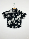 Distortion Boys Black "Monochrome Palms" Tropical Short Sleeve Button-Down - Size 8 AB1