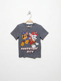 Paw Patrol Boys Navy Blue Striped "Adventure City" Short Sleeve Tee - Size 128 cm Estimated Age 7-8 Years AB2