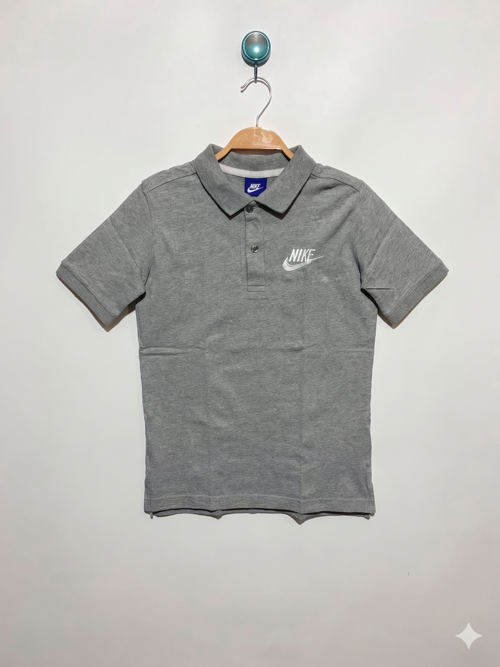 Nike Sportswear Boys' Heather Grey Embroidered Logo Polo - Size Estimated Age 9-10 Years AB1