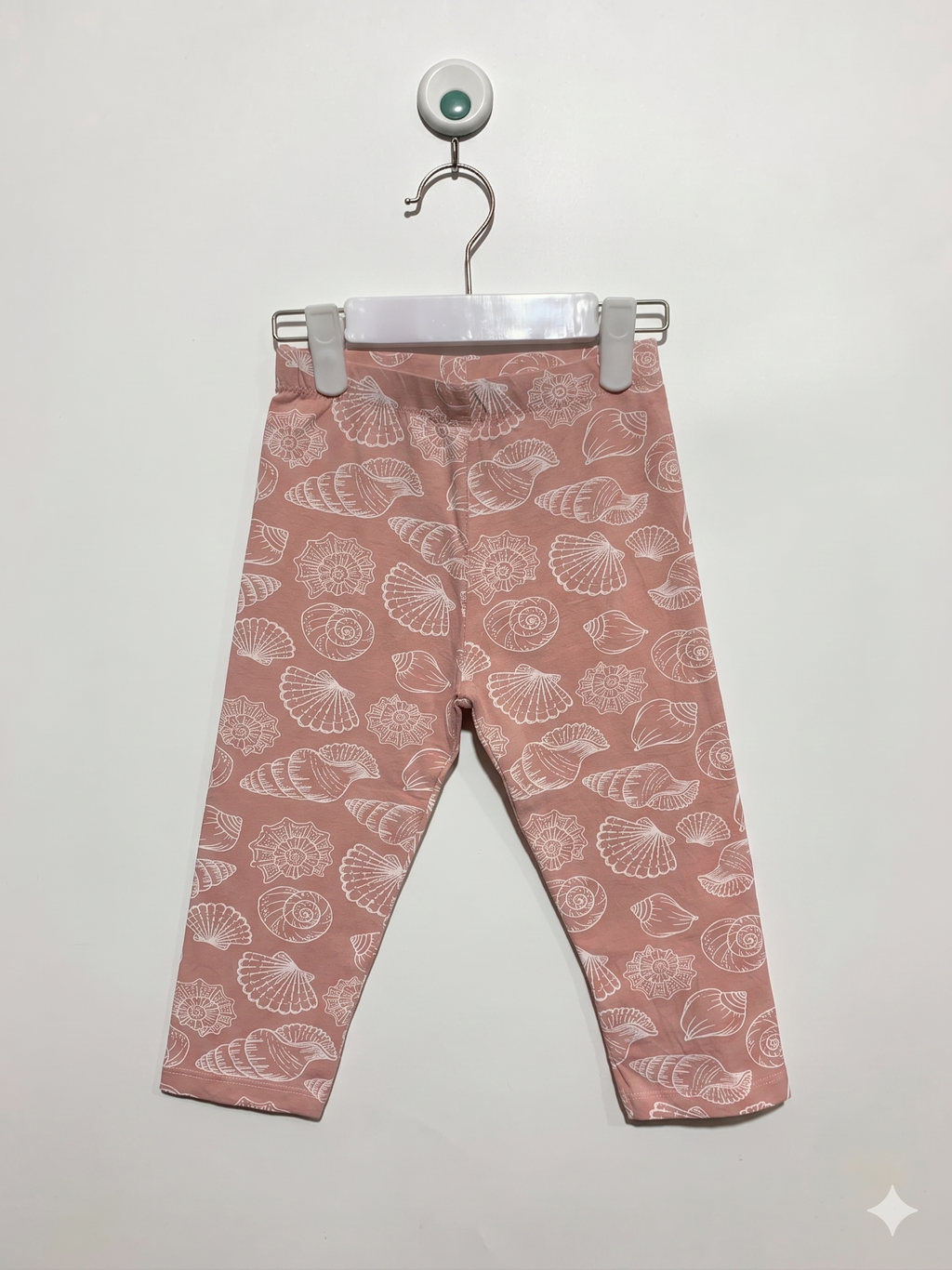Little Kids Girls Peach Seashell Print Leggings - Size 6-7 Years (122 cm) AB1