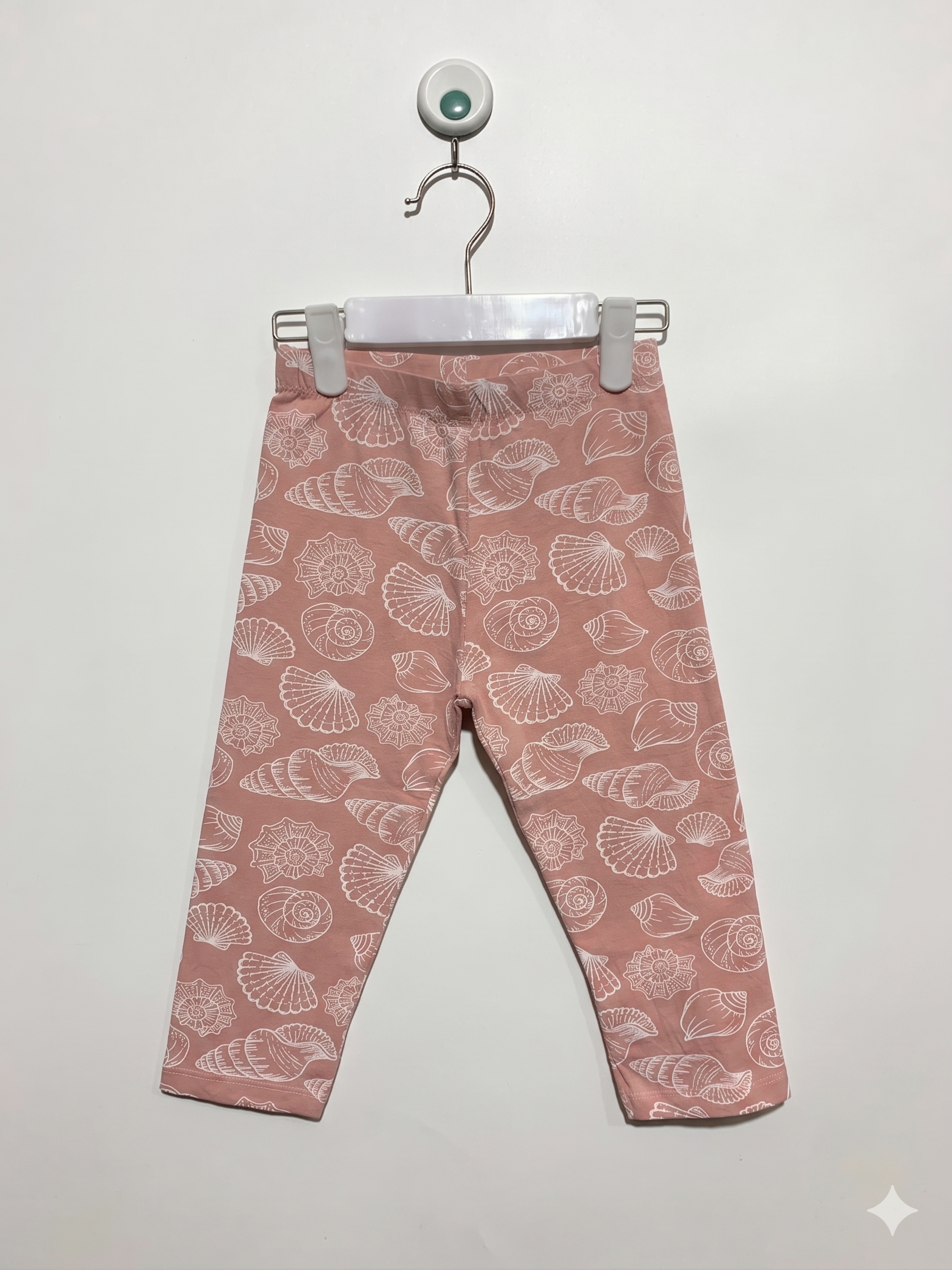 Little Kids Girls Peach Seashell Print Leggings - Size 6-7 Years (122 cm) AB1
