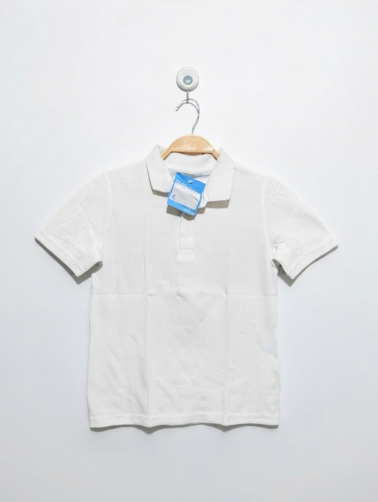 George Boys White Classic Polo Shirt - Size Estimated Age 7-8 Years AB2