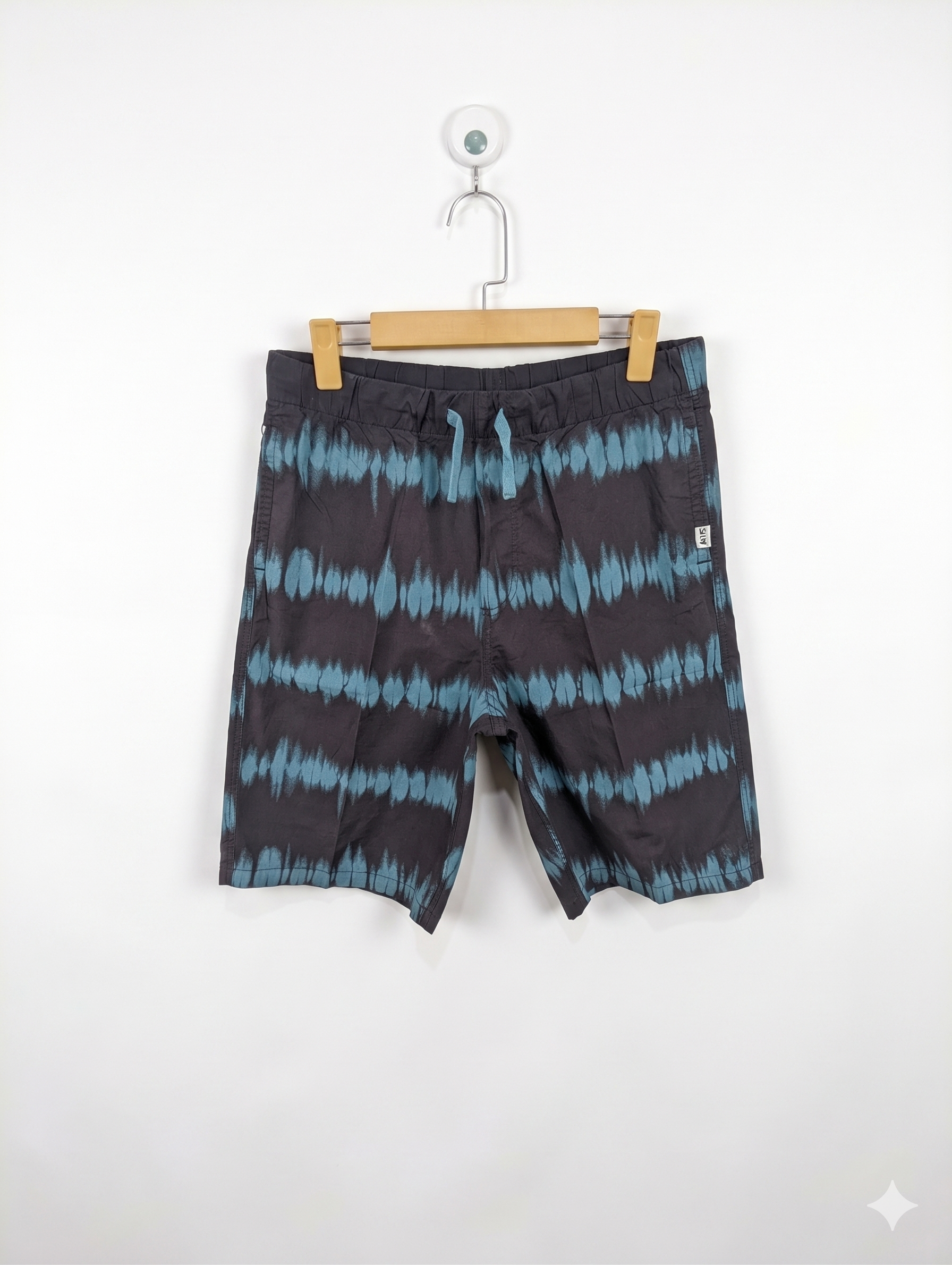 H&M Boys Charcoal Grey and Teal Tie-Dye Canvas Shorts - Size EUR 170 Estimated Age 14+ Years AB1